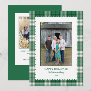 Cartes Pour Fêtes Annuelles Cadre photo à motif écossais vert pour Noël 