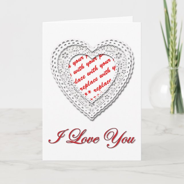 Cartes Pour Fêtes Annuelles Cadre photo Coeur Laced Valentine (Devant)