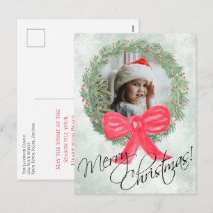 Cartes Pour Fêtes Annuelles Cadre photo de couronne aquarelle Joyeux Noël