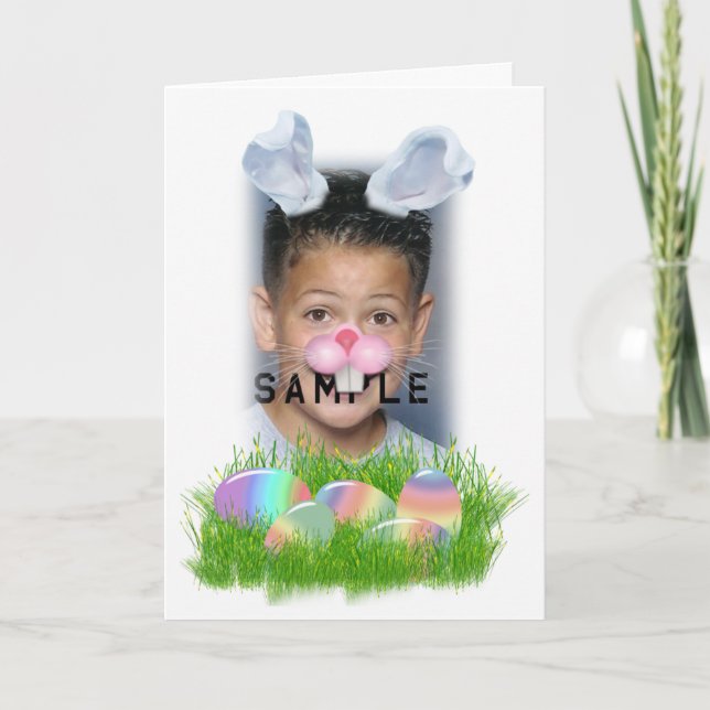 Cartes Pour Fêtes Annuelles Cadre photo de Lapin de Pâques (Oreilles & Nez Aju (Devant)
