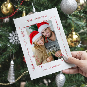 Cartes Pour Fêtes Annuelles Cadre photo de Noël gribouillé rouge drôle