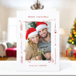 Cartes Pour Fêtes Annuelles Cadre photo de Noël gribouillé rouge drôle