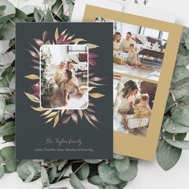 Cartes Pour Fêtes Annuelles Cadre photo de Noël magnifique hiver de feuillage (Christmas Stunning Winter Foliage Photo Frame Holiday Cards from Ricaso. Beautiful frame for photos)