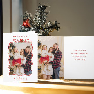 Cartes Pour Fêtes Annuelles Cadre photo de Noël rouge tiré à la main