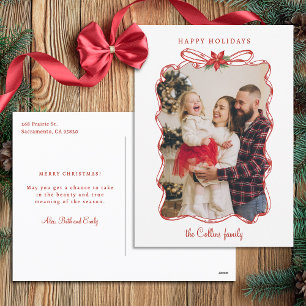 Cartes Pour Fêtes Annuelles Cadre photo de Noël rouge tiré à la main