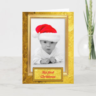 Cartes Pour Fêtes Annuelles Cadre photo doré vertical IV + votre photo & texte