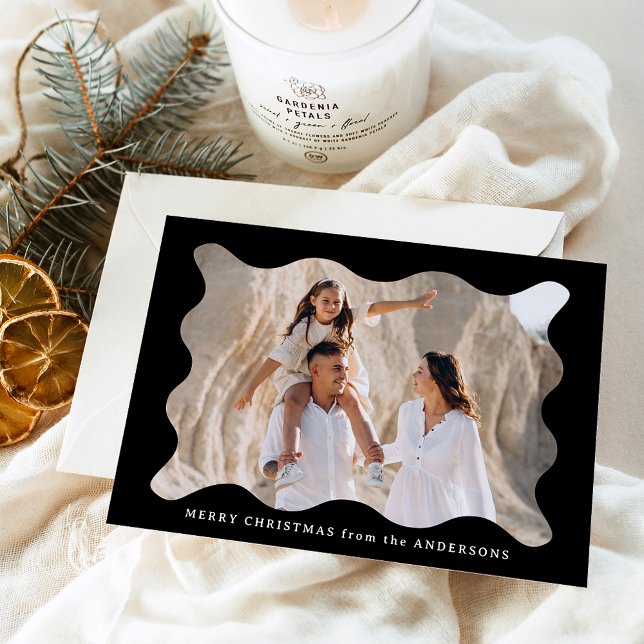 Cartes Pour Fêtes Annuelles Cadre photo Festive Black Retro Joyeux Noël (Créateur téléchargé)