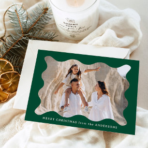 Cartes Pour Fêtes Annuelles Cadre photo Festive Green Retro Joyeux Noël