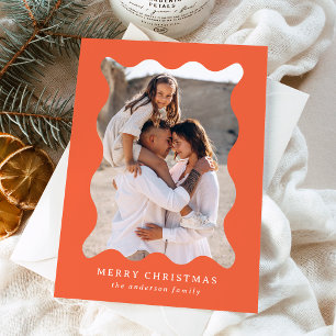 Cartes Pour Fêtes Annuelles Cadre photo Festive Orange Retro Joyeux Noël