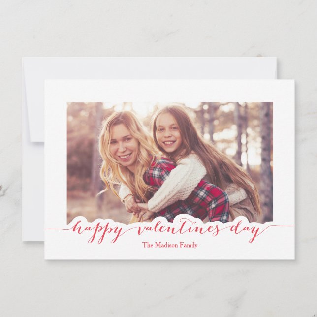 Cartes Pour Fêtes Annuelles Cadre photo Heureuse Sainte-Valentin de script rou (Devant)