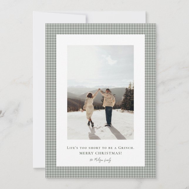 Cartes Pour Fêtes Annuelles Cadre photo Houndstooth  Ébène  (Devant)