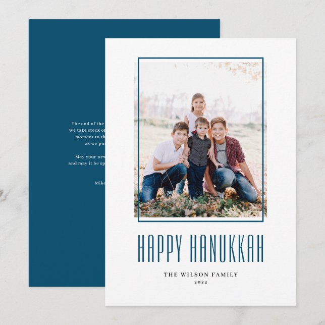Cartes Pour Fêtes Annuelles Cadre photo moderne Happy Hanoukka (Devant / Derrière)