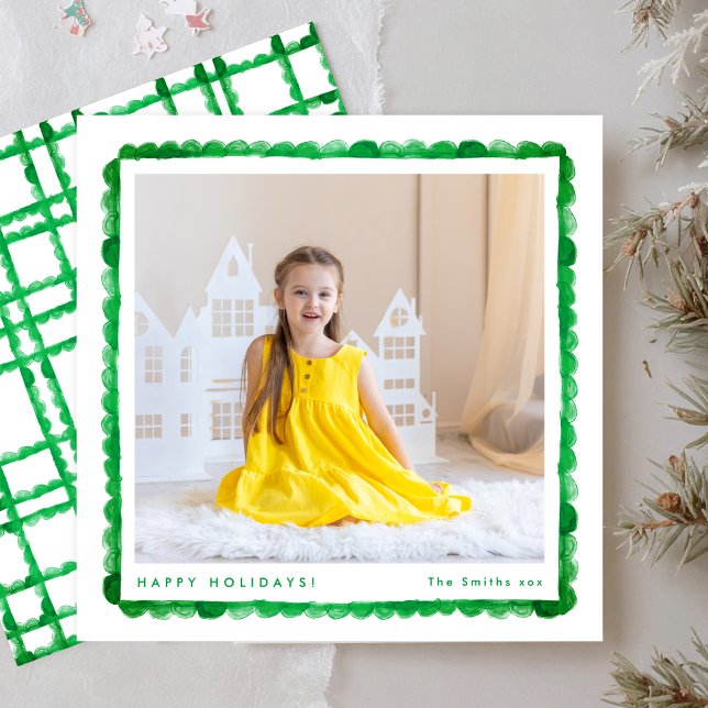 Cartes Pour Fêtes Annuelles cadre photo moderne rétro vert simple noël (Créateur téléchargé)