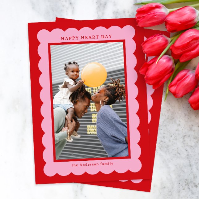 Cartes Pour Fêtes Annuelles Cadre photo simple de pétoncle rose et rouge (Créateur téléchargé)