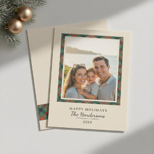 Cartes Pour Fêtes Annuelles Cadre photo Tartan élégant moderne pour Noël en fa