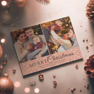 Cartes Pour Fêtes Annuelles Cadre rose simple et élégant 2 Photo Noël
