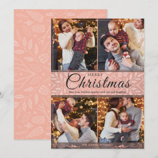 Cartes Pour Fêtes Annuelles Cadre rose simple et élégant 4 Photo Noël