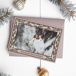 Cartes Pour Fêtes Annuelles Cadre Rouge Taupe Vert Mistoetoe Joyeux Noël