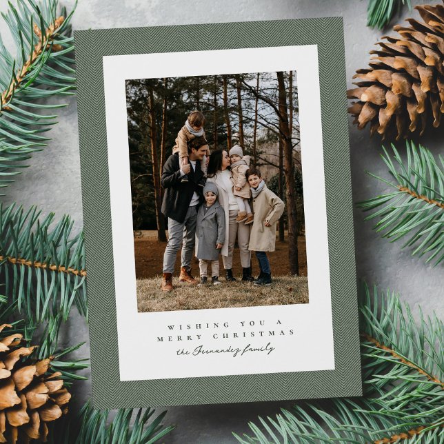 Cartes Pour Fêtes Annuelles Cadre tweeté simple photo verte Noël (Créateur téléchargé)