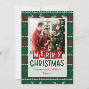 Cartes Pour Fêtes Annuelles Cadre Vintage rouge et vert Joyeux Noël