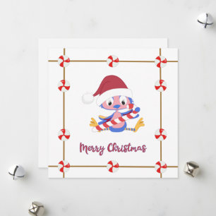 Cartes Pour Fêtes Annuelles Cadres de bonbons de Noël BlueBird personnalisable