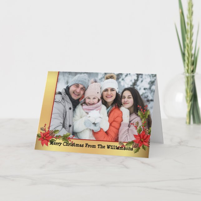 Cartes Pour Fêtes Annuelles Cadres d'or Mistletoe Noël Photo de Noël (Devant)