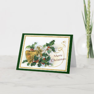 Cartes Pour Fêtes Annuelles Cadres d'or Vintage Cloches de Noël Longfellow