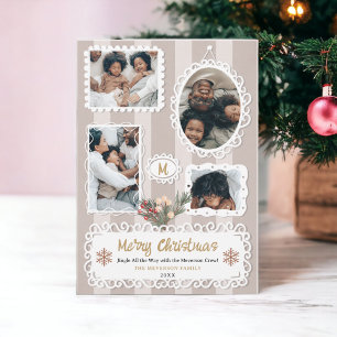 Cartes Pour Fêtes Annuelles Cadres ornés vintages Famille de Noël 5 photos