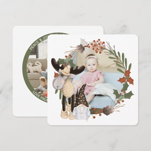 Cartes Pour Fêtes Annuelles Cadres photo d'orignal personnalisés de Noël (Devant / Derrière)