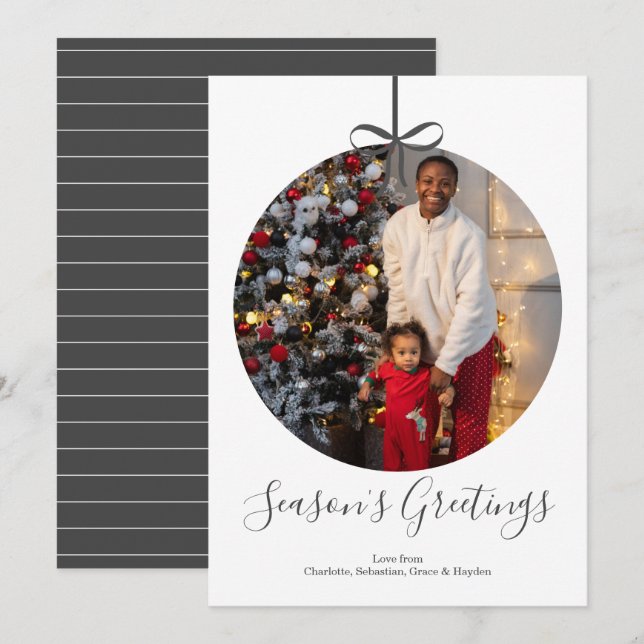 Cartes Pour Fêtes Annuelles Cadres photo personnalisées de Noël Bauble (Devant / Derrière)