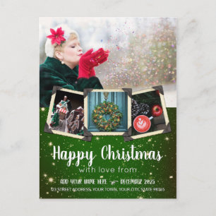 Cartes Pour Fêtes Annuelles Cadres photos de Noël Instagram Vert
