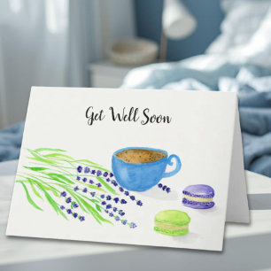 Cartes Pour Fêtes Annuelles Café Aquarelle Eau de Guérison, Lavande, Macarons