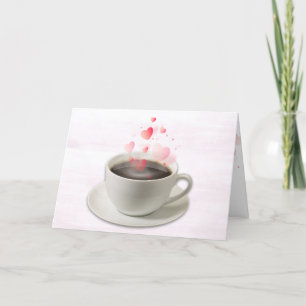 Cartes Pour Fêtes Annuelles Café avec Coeurs Saint Valentin sur Rose