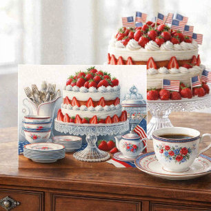 Cartes Pour Fêtes Annuelles Café et gâteau vintage américain du 4 juillet