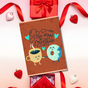 Cartes Pour Fêtes Annuelles Café mignon & Donut Be My Valentine