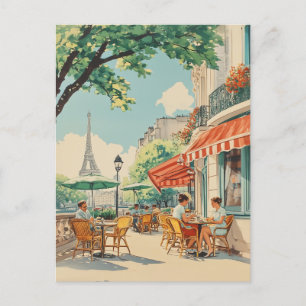 Cartes Pour Fêtes Annuelles Café parisien avec vue Eiffel
