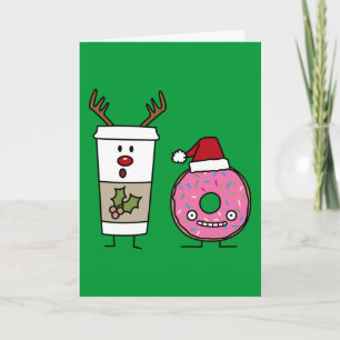 Cartes Pour Fêtes Annuelles Café Reindeer de Noël et Donut Père Noël