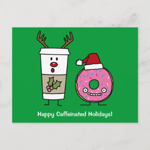 Cartes Pour Fêtes Annuelles Café Reindeer de Noël et Donut Père Noël