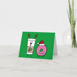 Cartes Pour Fêtes Annuelles Café Reindeer de Noël et Donut Père Noël