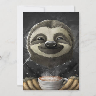 Cartes Pour Fêtes Annuelles Café Sloth du matin Noir