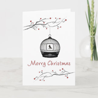Cartes Pour Fêtes Annuelles Cage à oiseaux de Joyeux Noël