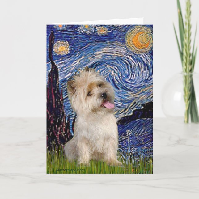Cartes Pour Fêtes Annuelles Cairn Terrier 9 - Nuit étoilée (Devant)