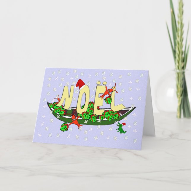 Cartes Pour Fêtes Annuelles Cajun Crawfish Pirogue (Devant)