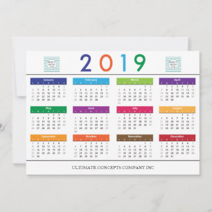 Cartes Pour Fêtes Annuelles Calendrier 2019 Entreprise Logo et nom