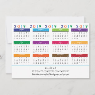 Cartes Pour Fêtes Annuelles Calendrier 2019 Nom de l'entreprise et salutations