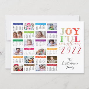 Cartes Pour Fêtes Annuelles Calendrier 2022 JOYFUL WISHES Photo Collage