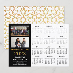 Cartes Pour Fêtes Annuelles Calendrier 2023 Business 2 Photo Modern Gold Scrip