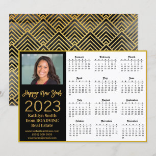 Cartes Pour Fêtes Annuelles Calendrier 2023 Business Modern Gold Script Photo