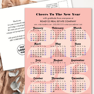 Cartes Pour Fêtes Annuelles Calendrier 2025 Business Élégant rose minimaliste
