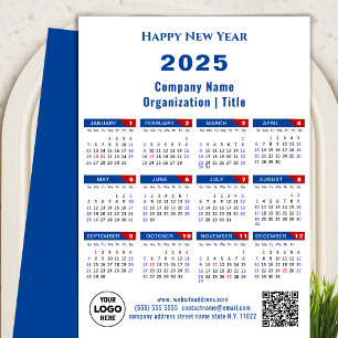 Cartes Pour Fêtes Annuelles Calendrier 2025 Business Logo US Patriotic Blue Re